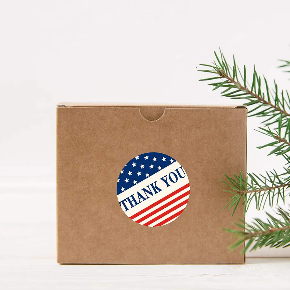 

1000Pcs Usa Flag Stickers Patriotic Round Thank You Adhesive Sealing Stickers for 4Th of July Independence Day Gift Box Seal