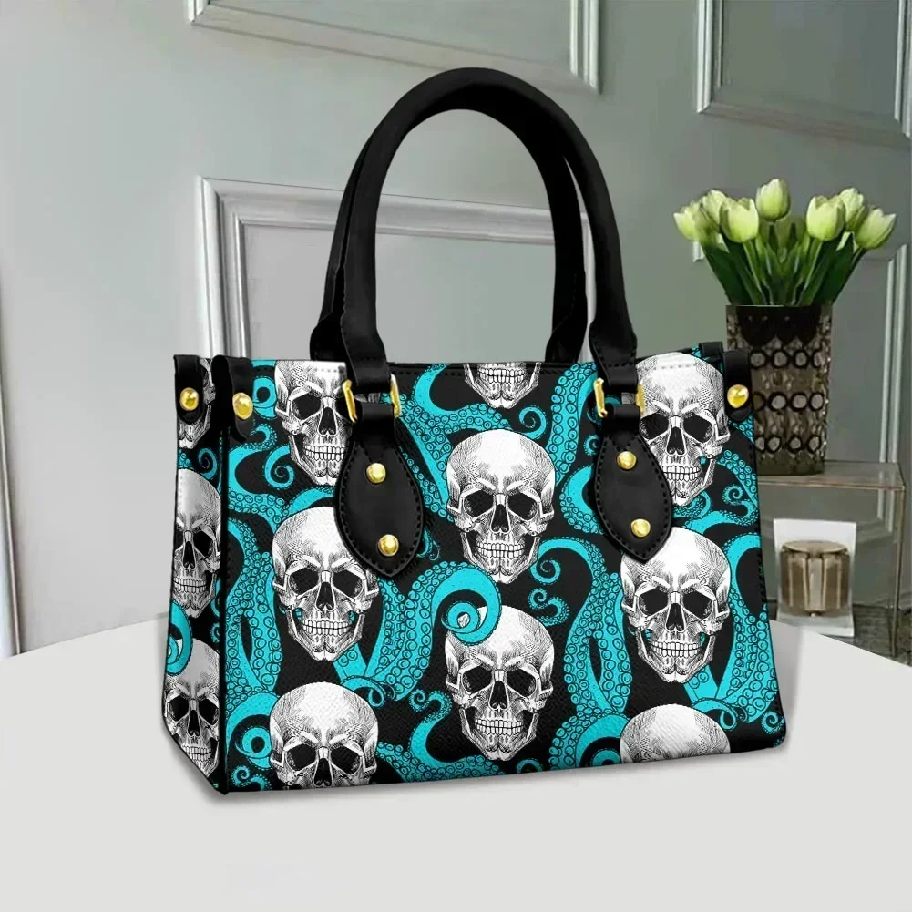 

Green Skull Design Leather Handbag Purse for Women Fashion Small Casual Tote Large Capacity Pu Leather carteras para mujer 2024