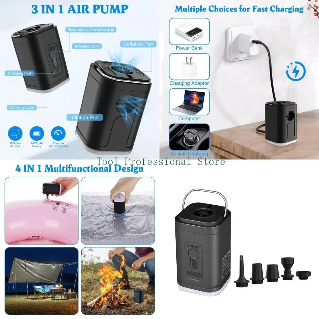 

57QF Inflate Deflate Small Pumps for Pool Floats, Electric Air Pumps for Inflatables, Portable Rechargeable Battery for Float