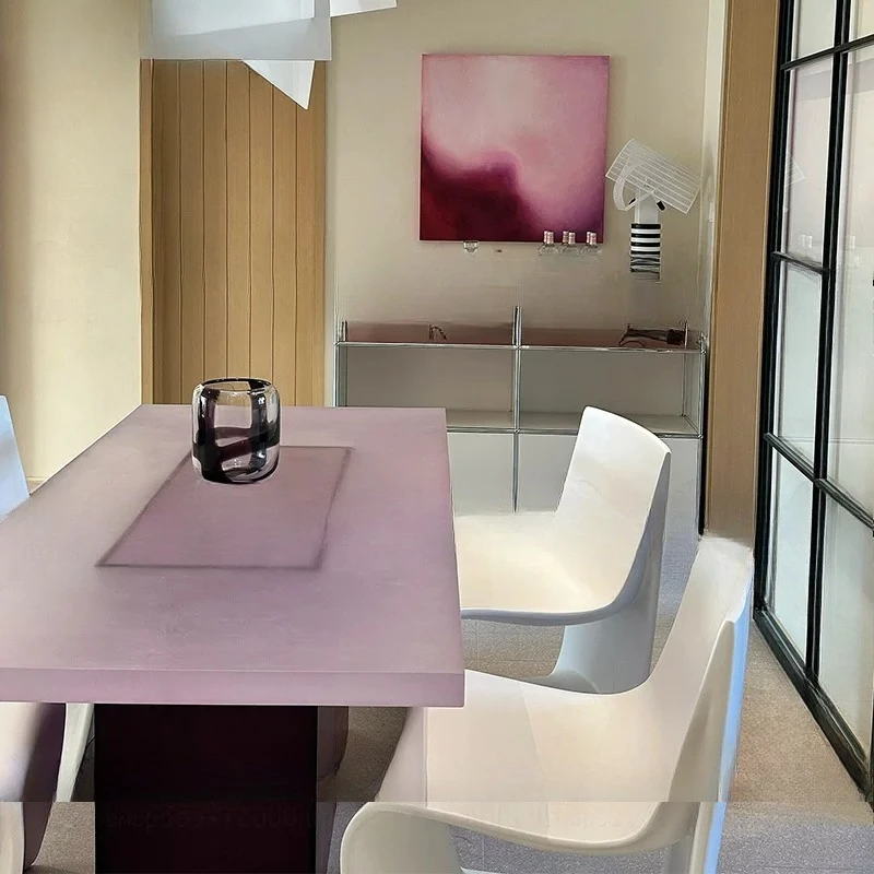 Acrylic purple pink matte dining household desk tea  integrated small apartment island rectangular dining