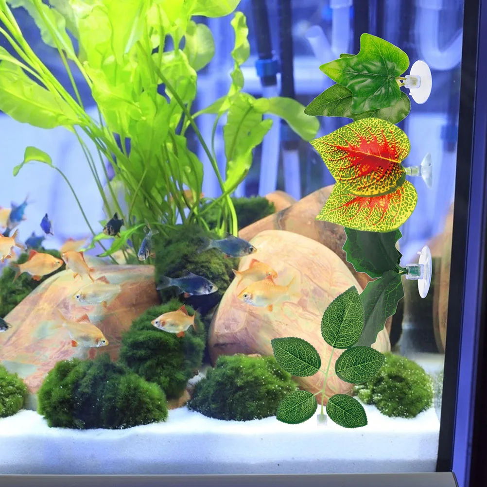 

Faux Begonias Leaves Suckers Aquarium Accessories Replaceable Fish Tank Plants Wear Resistant Vivid Decor Household Desktop