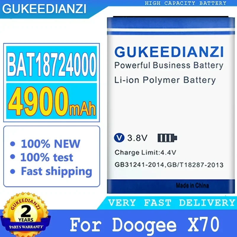 GUKEEDIANZI Battery for Doogee X70, Big Power Battery, 4900mAh, BAT18724000