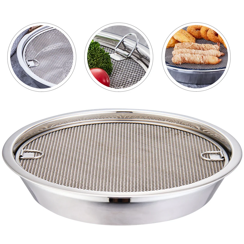 

1Set Stainless Steel Drain Rack Mesh Strainer Oil Spill Net Cooling Rack Tray Kitchen Supply Vegetable Draining Net Oil Drain