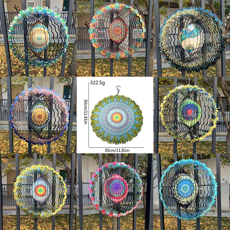 

30cm Metal Wind Spinners Hanging Wind Spinner 3D Hanging Wind Spinner For Outdoor & Indoor Yard Garden Decorations