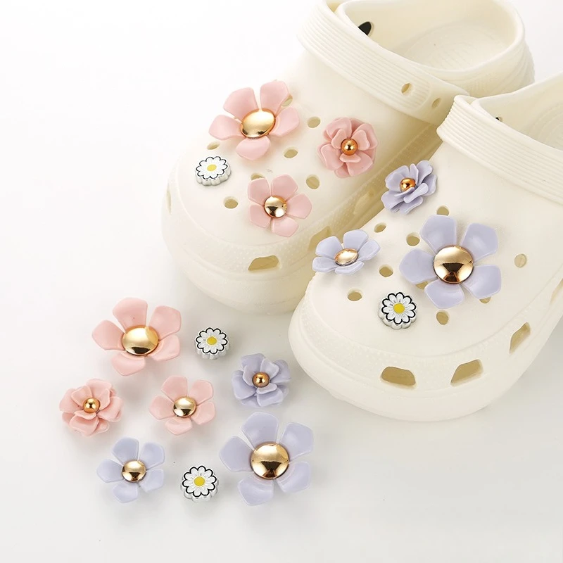 

8 pcs DIY cross-border new removable hole shoes upper decorative buckle set sweet flower shoe flower accessories