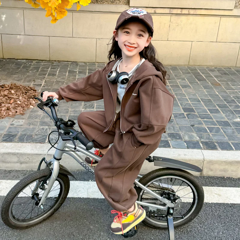 Girls Outfit Sets Hooded Letter Solid Color Fashion Clothing Sets Korean Style Girls Clothing Sets Girls Clothes