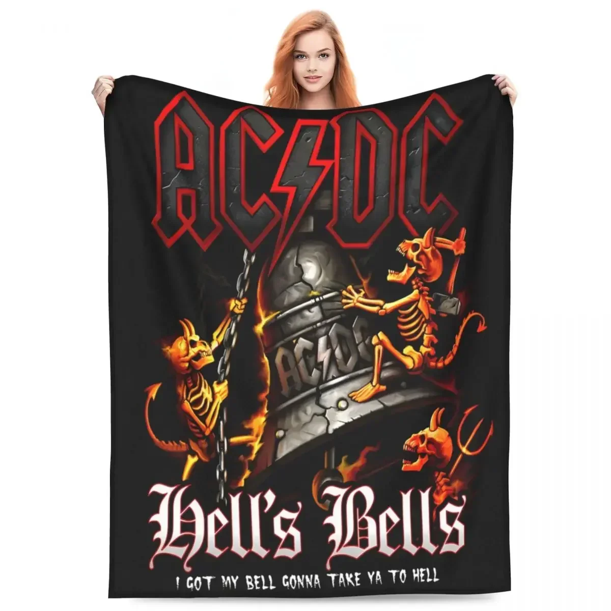

AC DC Music Band Velvet Throw Blanket Super Warm Portable Decor for Bedding Office or Rug