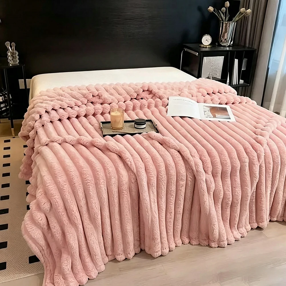 Faux Rabbits Fur Blanket,Super Soft Plush Throw Blanket,Good-Looking Couch/Room Decor Blanket,Double-Sided Comfort & Warmth
