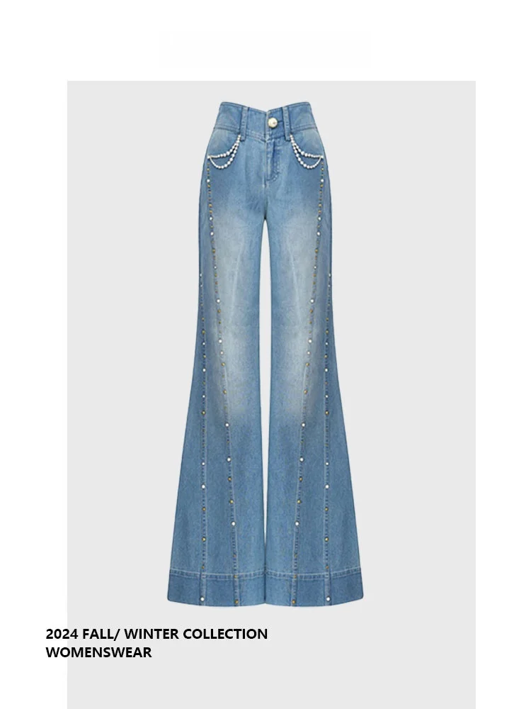 

Fashionable Casual Denim Jeans Women's Micro Flared Pants All-Match Spring Season plus Size Pear Shape Body Type