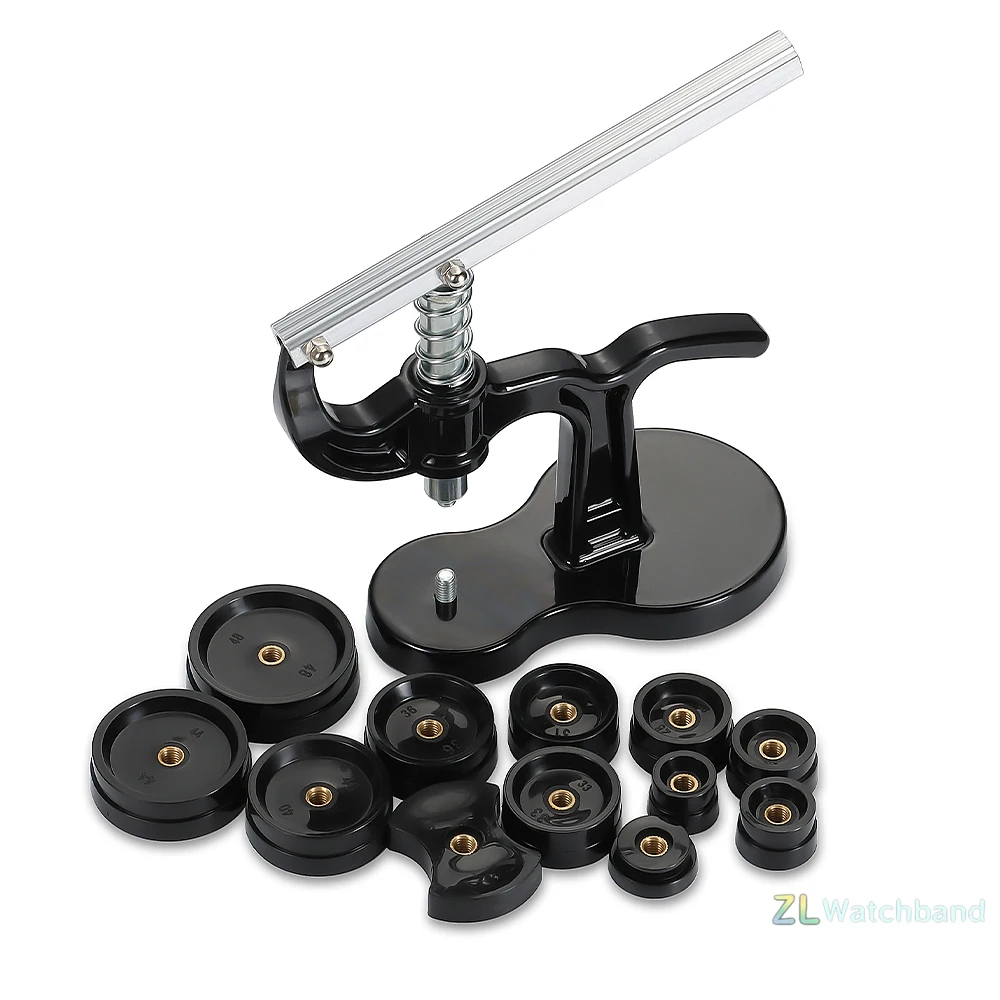 

﻿ Watch Back Closer Watchmaker Tools Pressure Repair Press Tool Case Crystal Glass Hand-tools with 12 Plastic Dies Kits