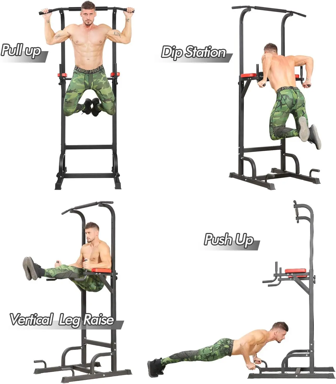 Power Tower, Pull Up Bar Dip Station/Stand for Home Gym Strength Training Workout Equipment