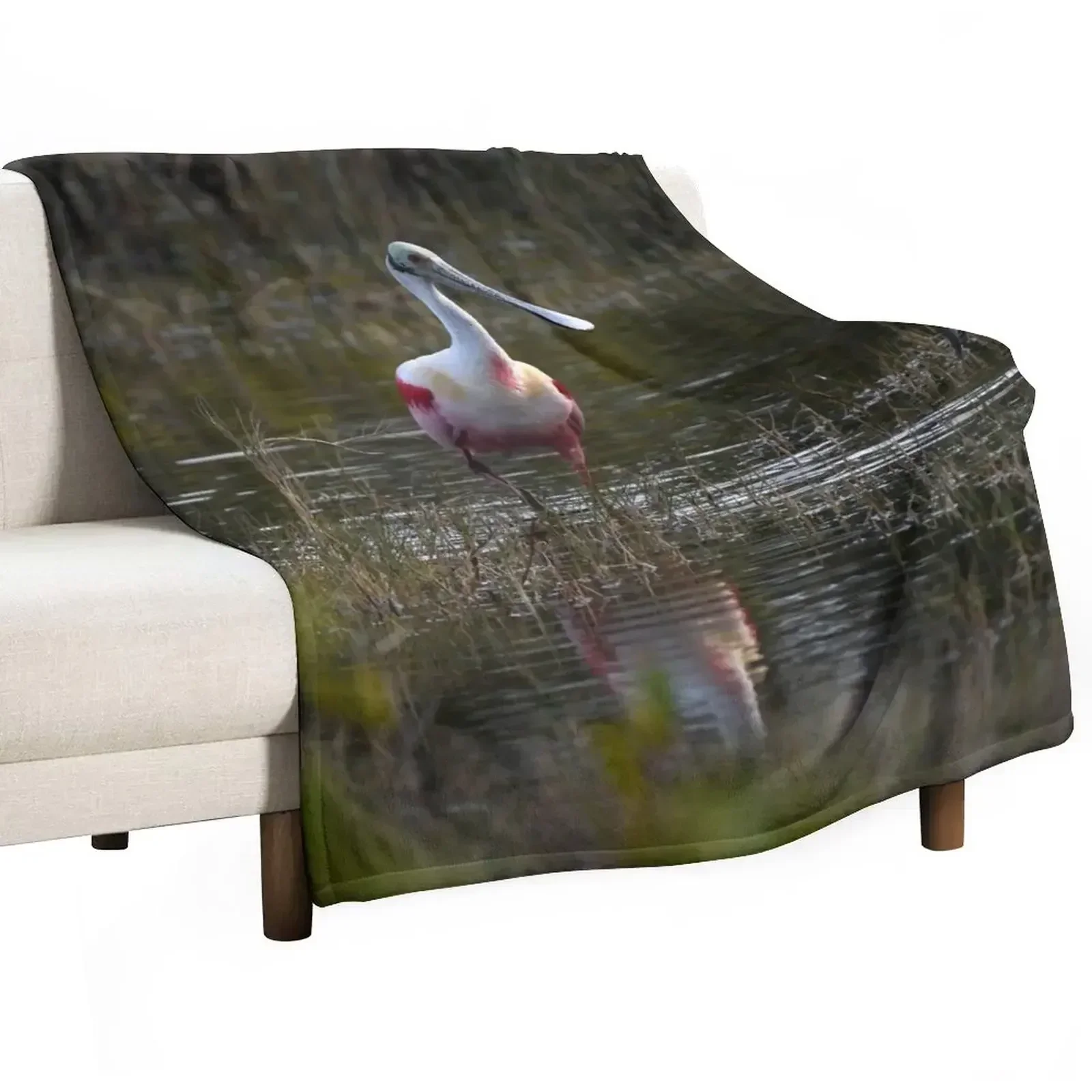 Rosette Spoonbill - Blue Heron Throw Blanket for winter Nap Decorative Beds Blankets