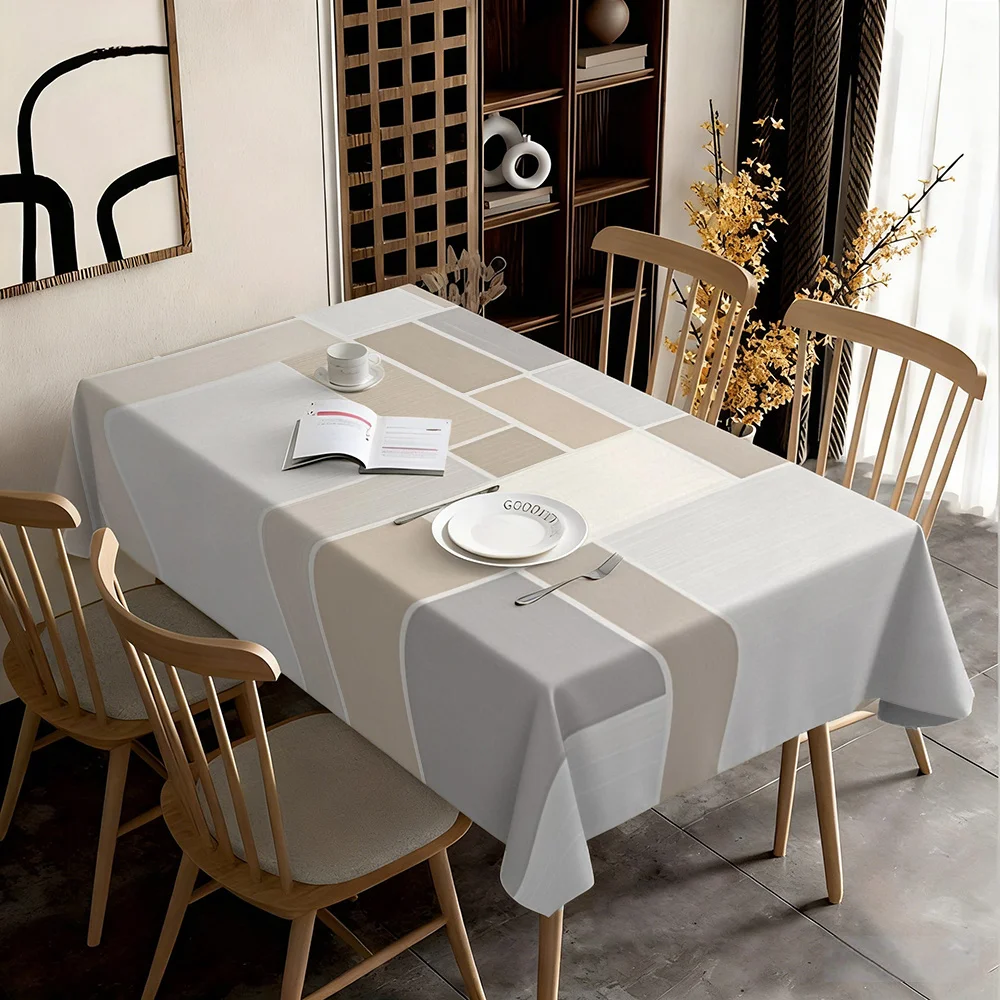 2D Flache Tischdecke – 1 Stück rechteckige Tischdecke/Abdeckung mit modernem, minimalistischem, quadratischem Patchwork-Muster