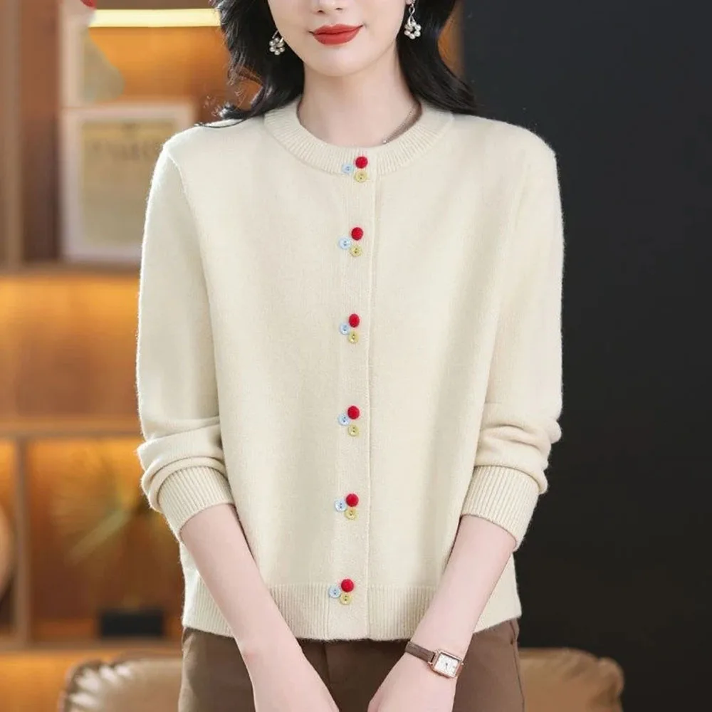 

Красивые вязаные кардиганы, свитера, верхняя одежда для женщин, весна-осень 2024, новая мода для женщин, тонкий трикотаж с длинными рукавами, пальто, женский топ