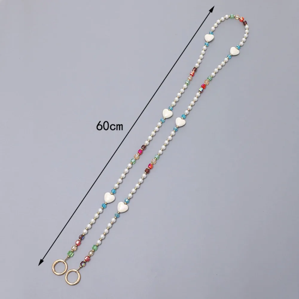 With Patch Beaded Crossbody Phone Chain Love Heart Bag Chain Mobile Phone Crossbody Strap Anti Loss Universal Phone Neck Straps