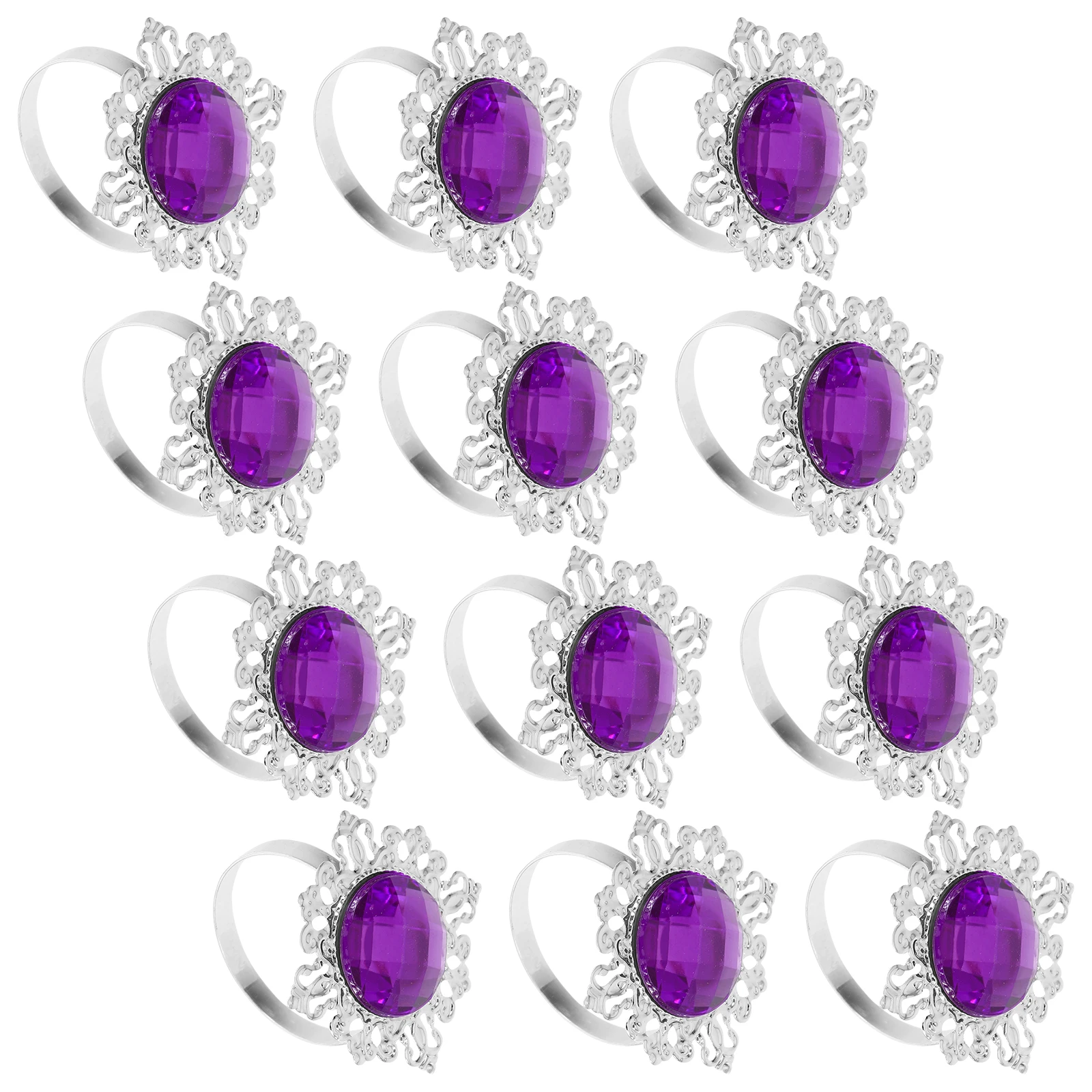 

12pcs Napkin Rings Elegant Purple Acrylic Iron Banquet Dinner Wedding Decorations 5x5cm Festive Table Accessories