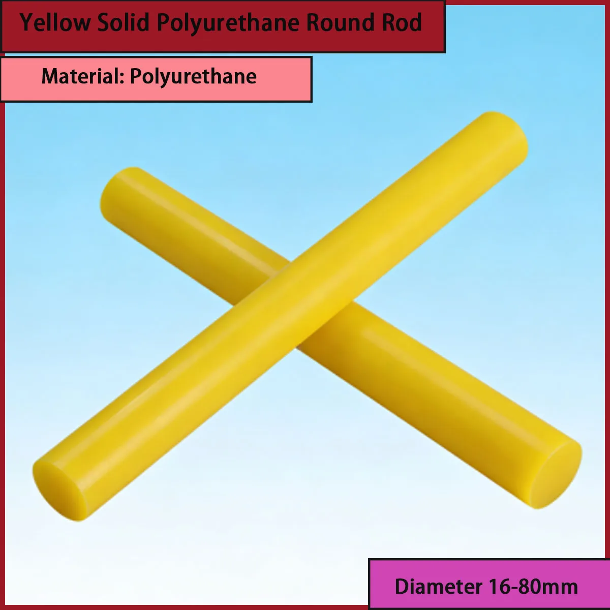 

Yellow solid polyurethane round rod with a diameter of 16-80mm is used for mechanical parts, identification components, etc