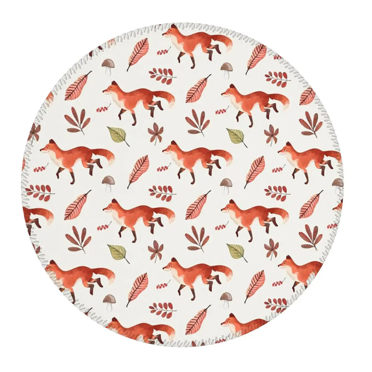 

Fall Fox Watercolor Pattern Round Mouse Pad Computer Keyboard Mouse Mat Gamer PC Desk Mat Office Accessories Table Mats