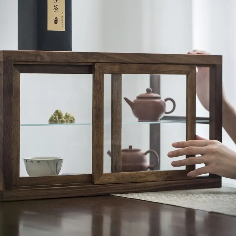 

Walnut Solid Wood Glass Lego Storage Display Cabinet Utensils Ornament Dust-proof Shelf Dust-proof Storage Cabinet Figure Cabine
