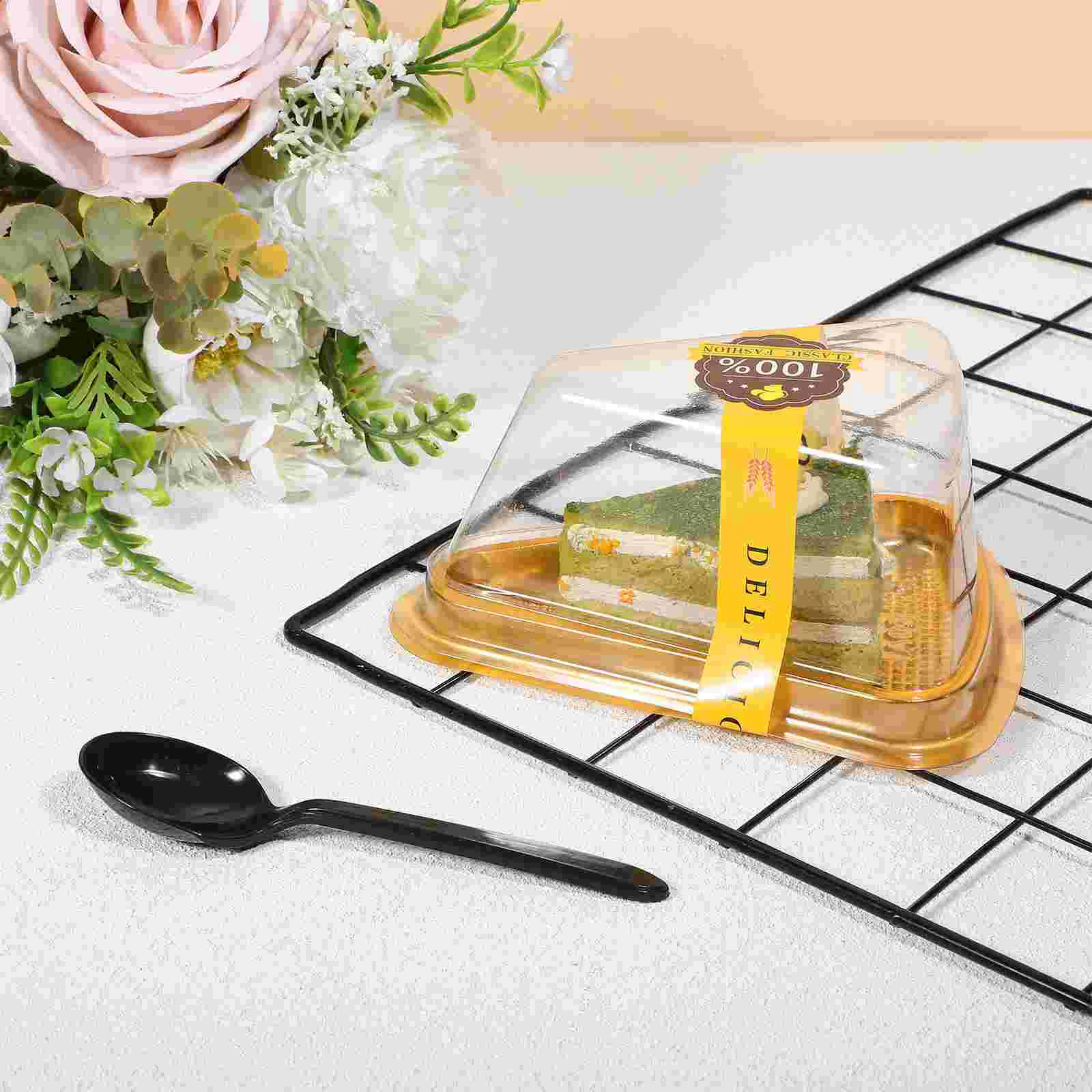 

40 Pcs Packing Box Cake Container Cheesecake Pie Stand with Lid Triangular Holder Slice Containers Boxes Disposable