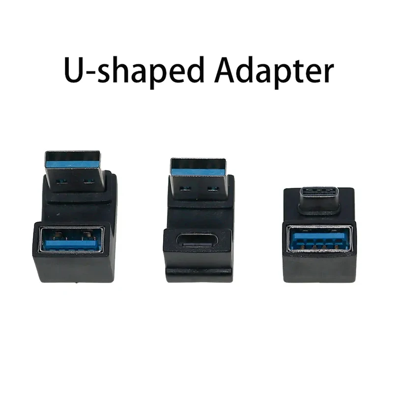 1PS 180 Degree Elbow U-shaped Adapter TYPE-C to USB Male Female Converter Connector Suitable For Computers Mobile Phones Tablets