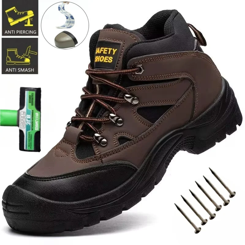 Lightweight Men Safety Botas Men Work Safety Shoes Anti-puncture Steel Toe Cap Non Slip Work Sneakers Male Indestructible Boots