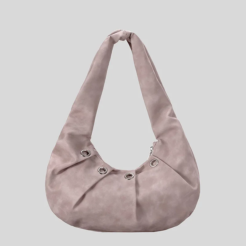 

Designer Leopart Women Shoulder Bags Vintage Rivet Ruched Bobos Bag Luxury Soft Pu Leather Handbags Trend Halfmoon Underarm Bag