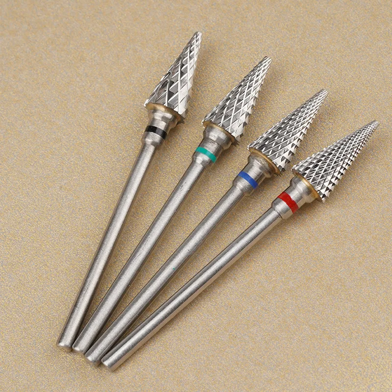 Punta da trapano per unghie con punta affusolata in carburo di alta qualità da 3/32 '' per manicure pedicure gel per cuticole rimozione lucidatura salone di casa
