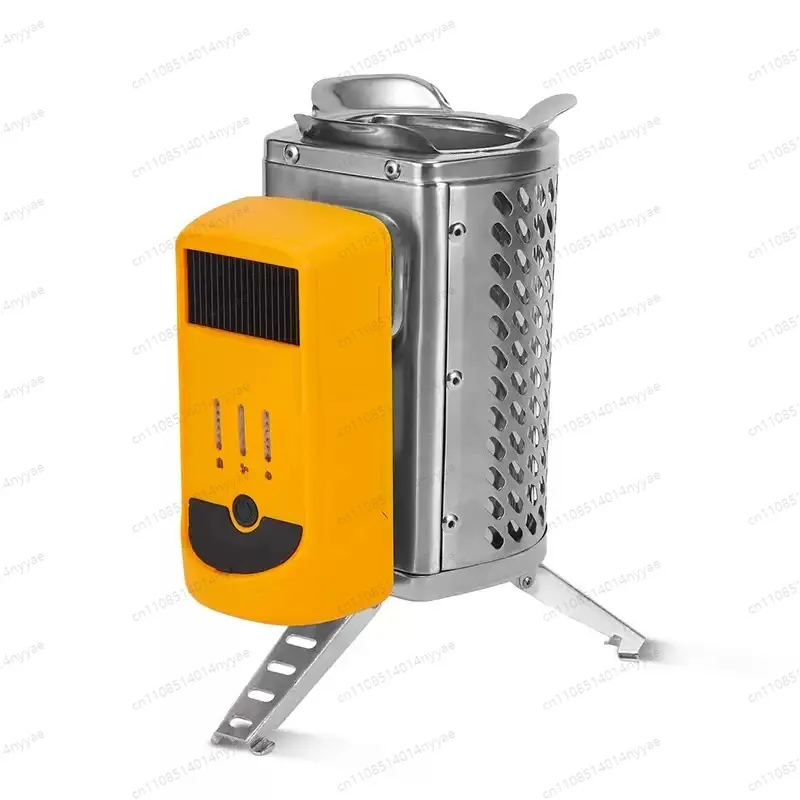Foldable Wood/Gas Camping Stove, High Power Rechargeable Burner with BBQ Grill - Fast Boiling for Outdoor Cooking
