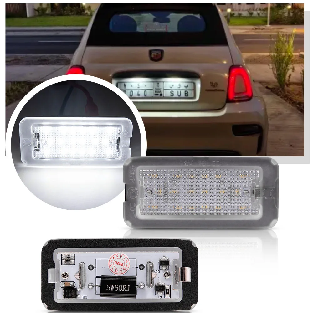 

LED License number Plate Light only EU model For Fiat 500 500C Abarth 500 695 595 2007-2020 6000K Number Plate Lights Canbus