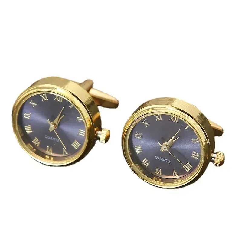 Men\'s Luxury Watches Cufflinks Classic French Business Fashion Rotating Clock Gold Color Cuff Link Anniversary Gifts