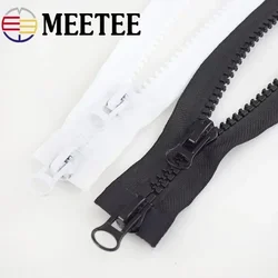 Meetee 블랙 화이트 더블 슬라이더 오픈 엔드 지퍼, 바느질 코트 텐트 지퍼 클로저, DIY 액세서리, 60-300cm, 5 # 송진, 1PC