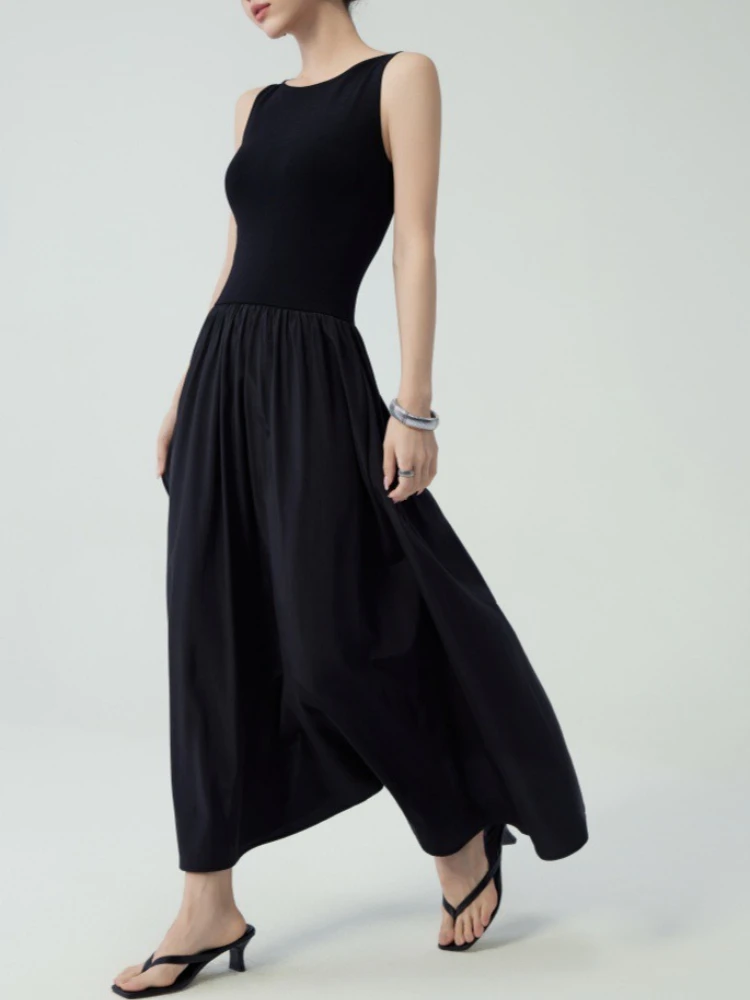 

Women's Black Tank Maxi Dress – 2025 Summer Sleeveless A-Line Summer Long Dress for Casual, Vacation, Party