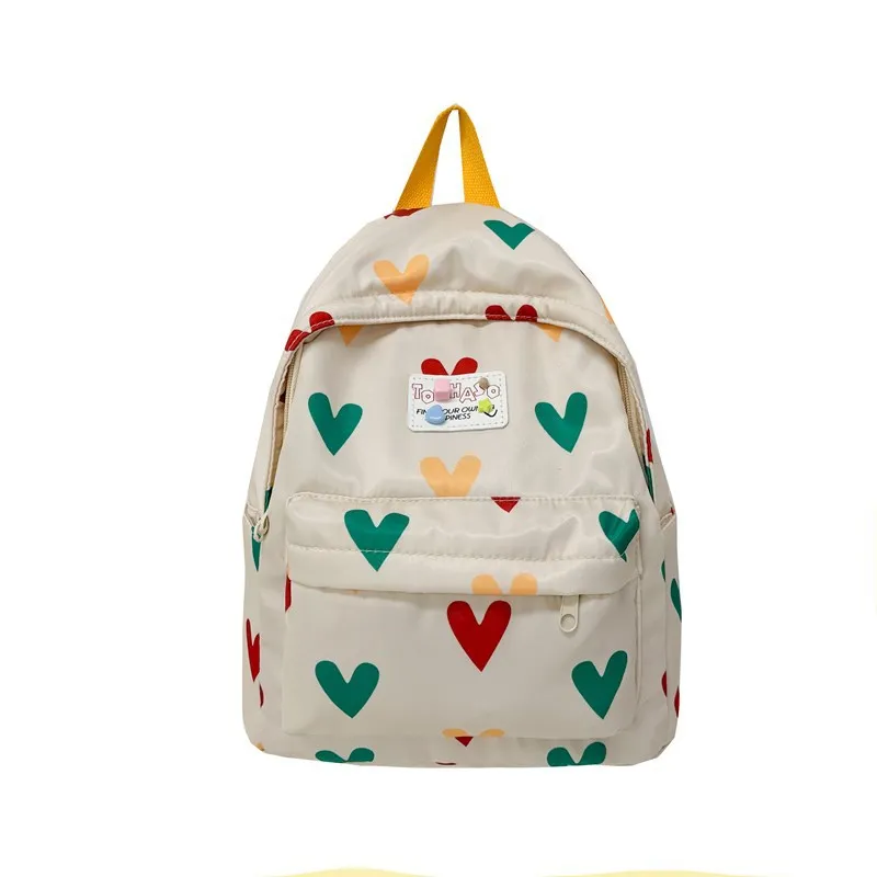 Mochila escolar cru doce amor meninos e meninas mochila impermeável náilon passeio crianças mochila leve kawaii