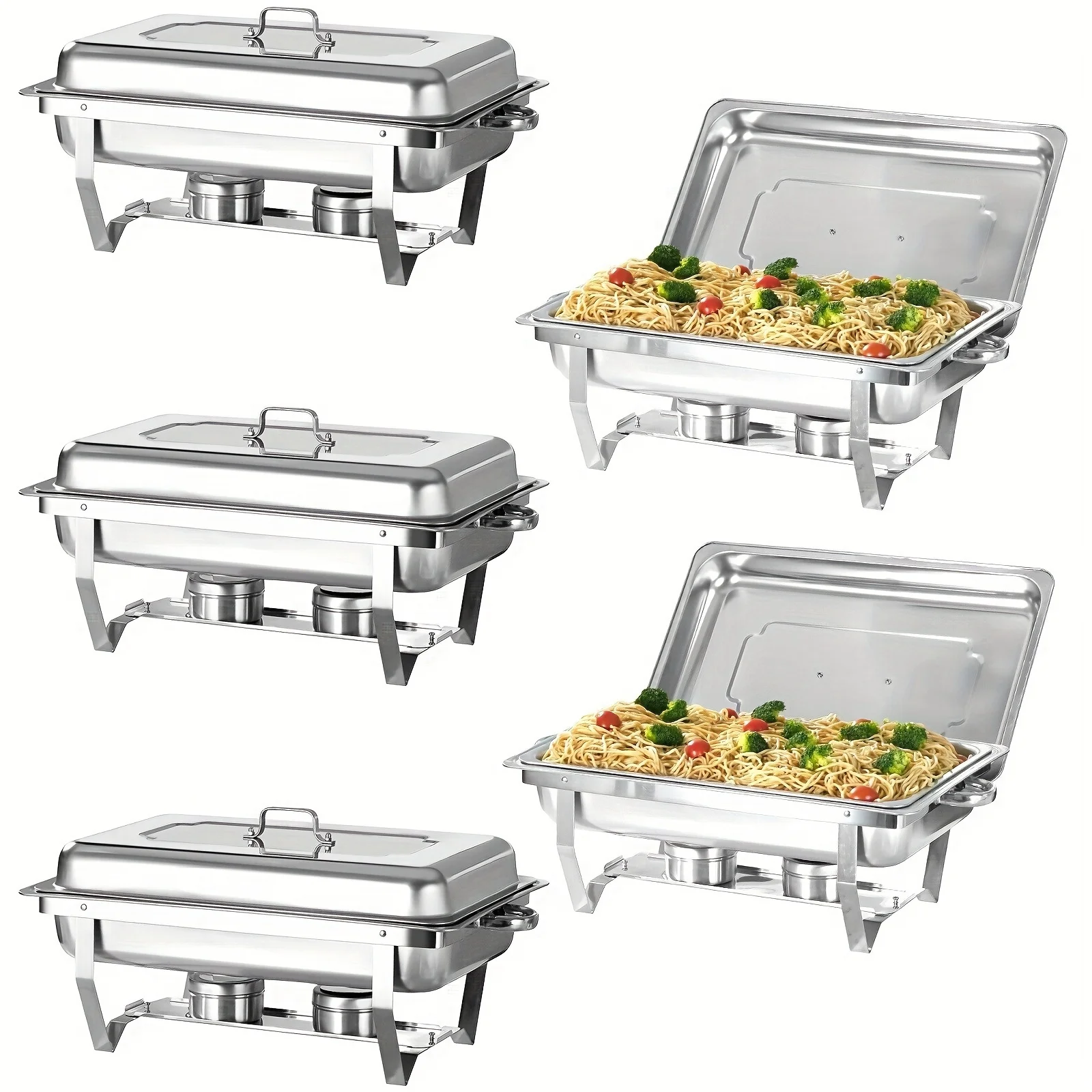 

Chafing Dish Buffet Set, 2/4/5/6/7/8/9/10 Pack 8QT Full Size Stainless Steel Chafing Server Dish, Catering Food Warmer for Parties, Buffets, Weddings, Banquets only for cooking