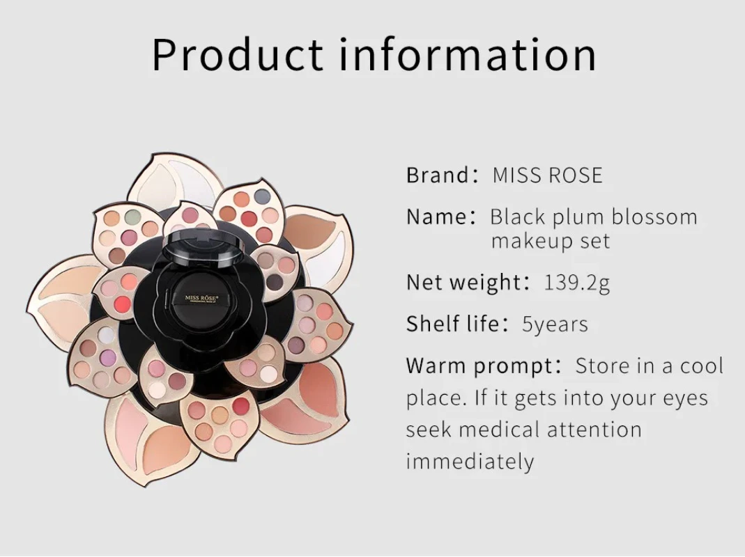 MISS ROSE All in One แต่งหน้าชุดผู้หญิงชุด Make Up ชุด Eyebrow Eyeliner อายแชโดว์แปรง Multi-Purposes ชุดกล่อง