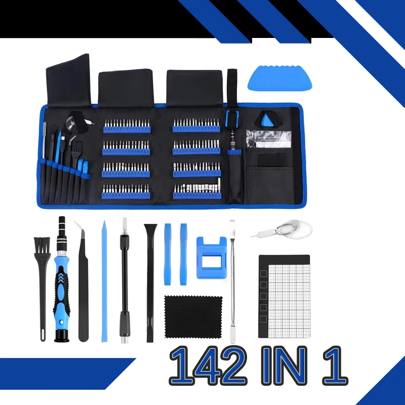 Electronics Precision Screwdriver Sets 142-Piece with 120 Bits Magnetic Repair Tool Kit for Computer cell phone Game Console