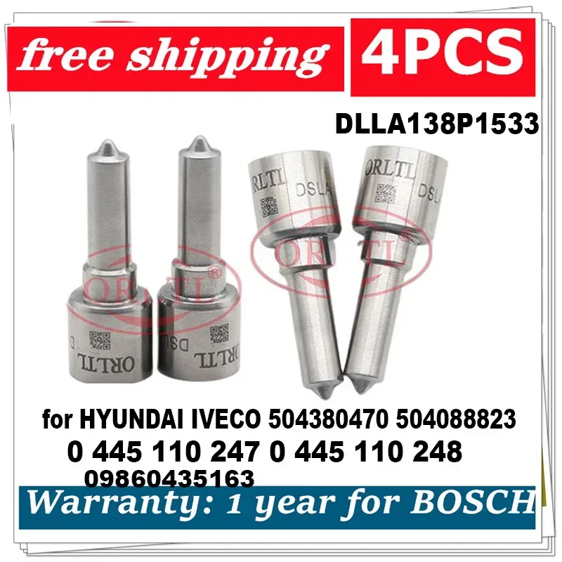 

Форсунка Common Rail DLLA138P1533 0 433 172 037 для дизельных двигателей HYUNDAI и IVECO, аналог 0445110247 0 445 110 247, 4 шт.