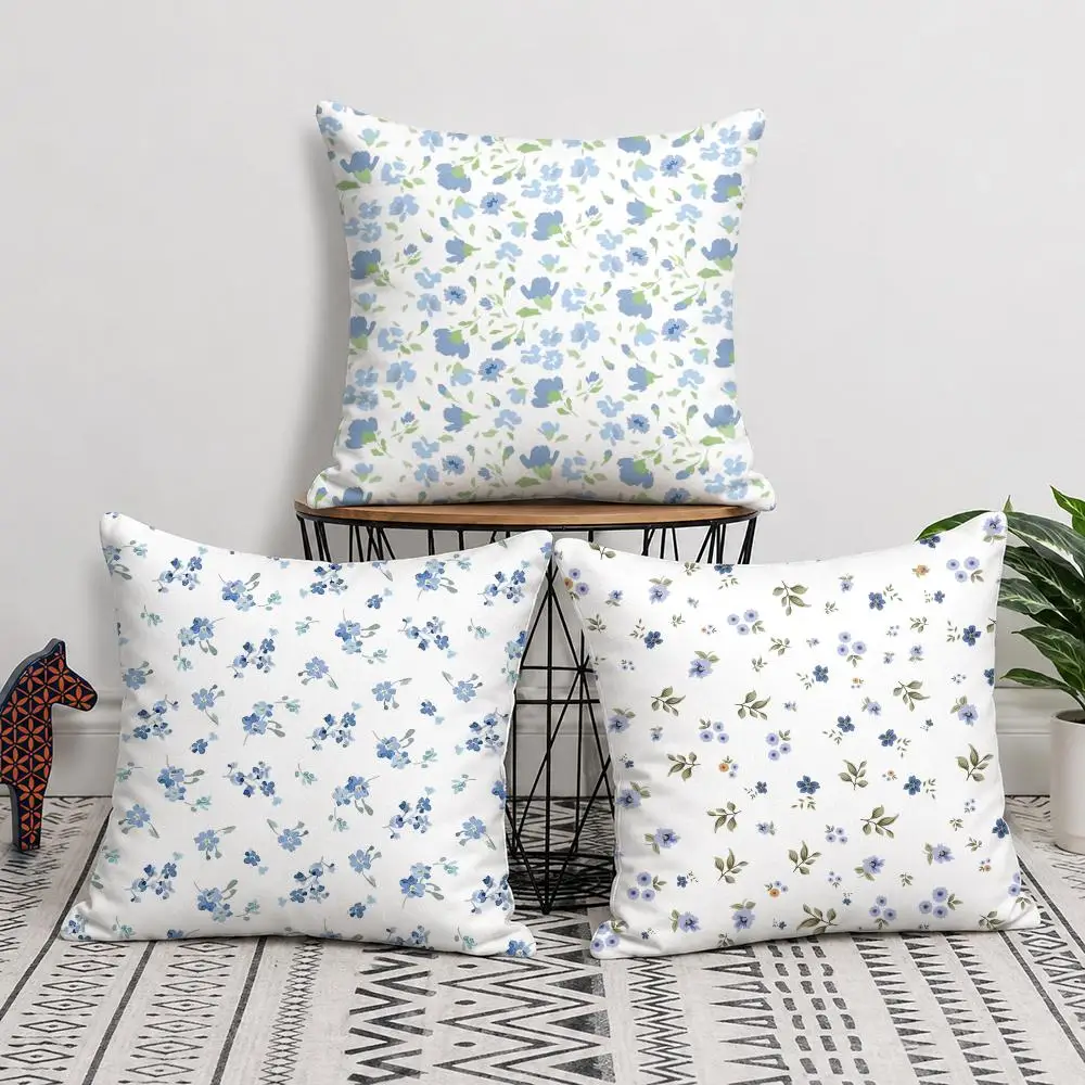 Fashion Small Florals Cushion Cover Silky Short Plush Invisible Zipper Dustproof Sofa Pillow Case For Home Decor