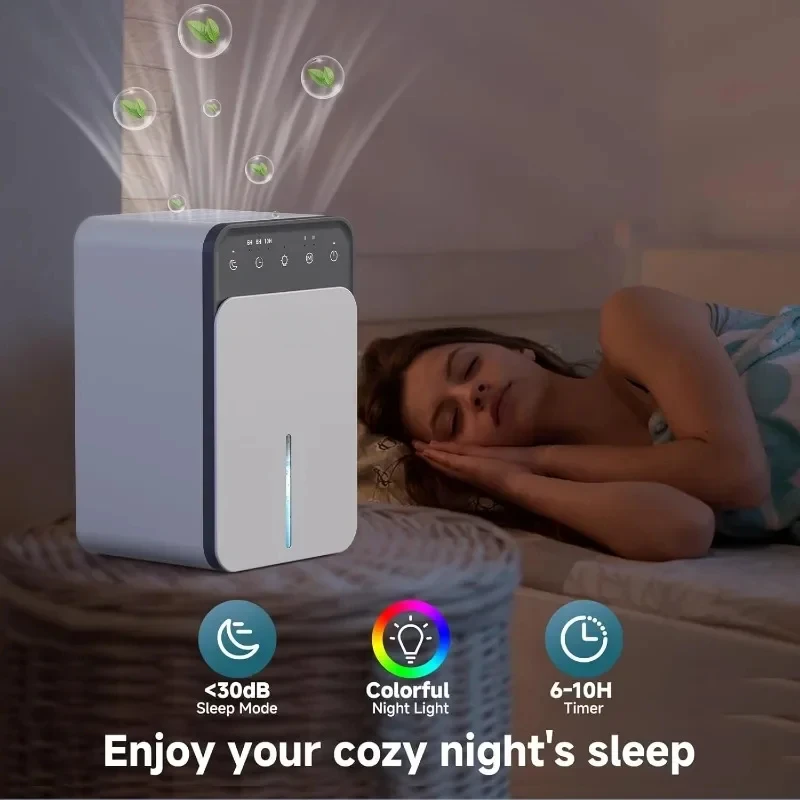 Bedroom Dehumidifier Silent with Timer Sleep Mode Automatic Defrost Automatic Shut-off Function Suitable for Bathroom RV