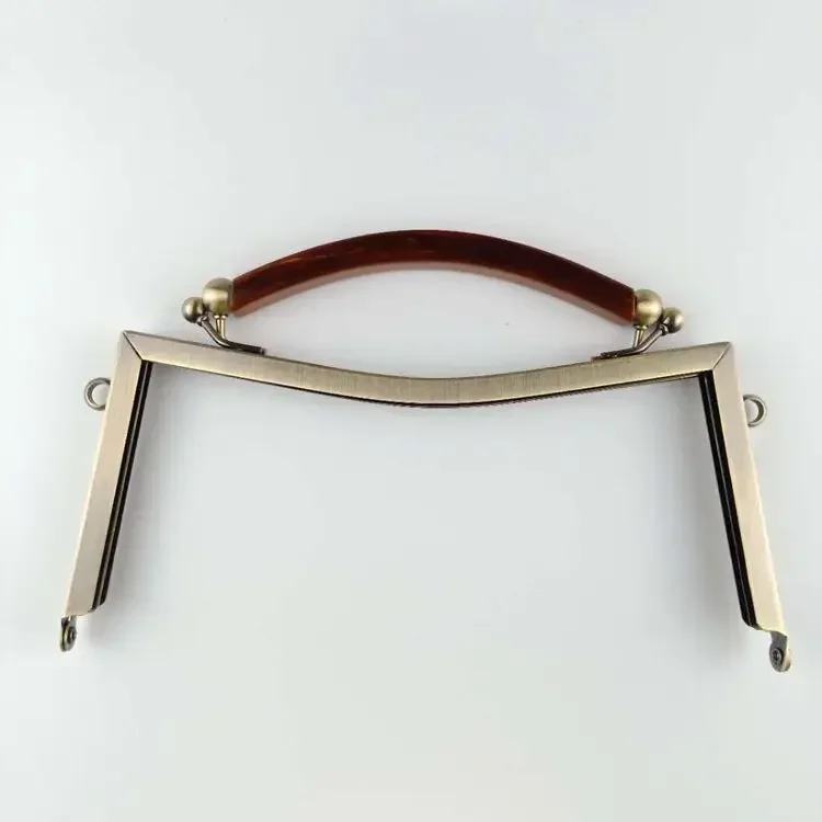 20.5CM Concave Smooth Metal Purse Frame Silicone Handle Clutch Bag Clasps For Bags DIY Handmade clamping leather Bag Accessories