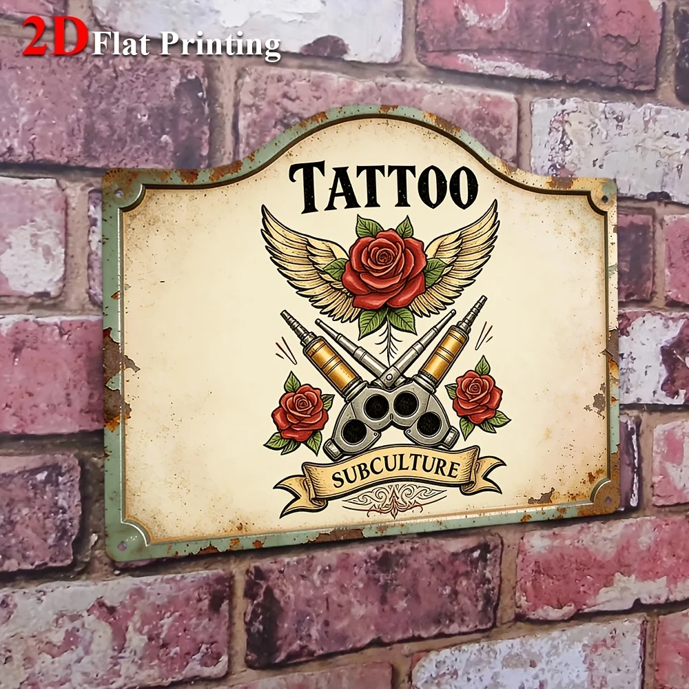 1pc, 2D Flat, Signs Metal Sheet Painting 