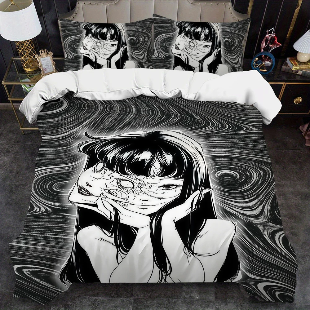 Anime J-Junji Ito Duvet Cover Set Home Style Bedding Soft Laundry Cotton Bed 3 Piece Set Student Dormitory Gift