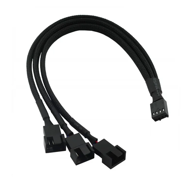 One-part-three computer cable PWM temperature control cooling fan extension cable package nylon mesh chassis 1 drag 3 HUB hub