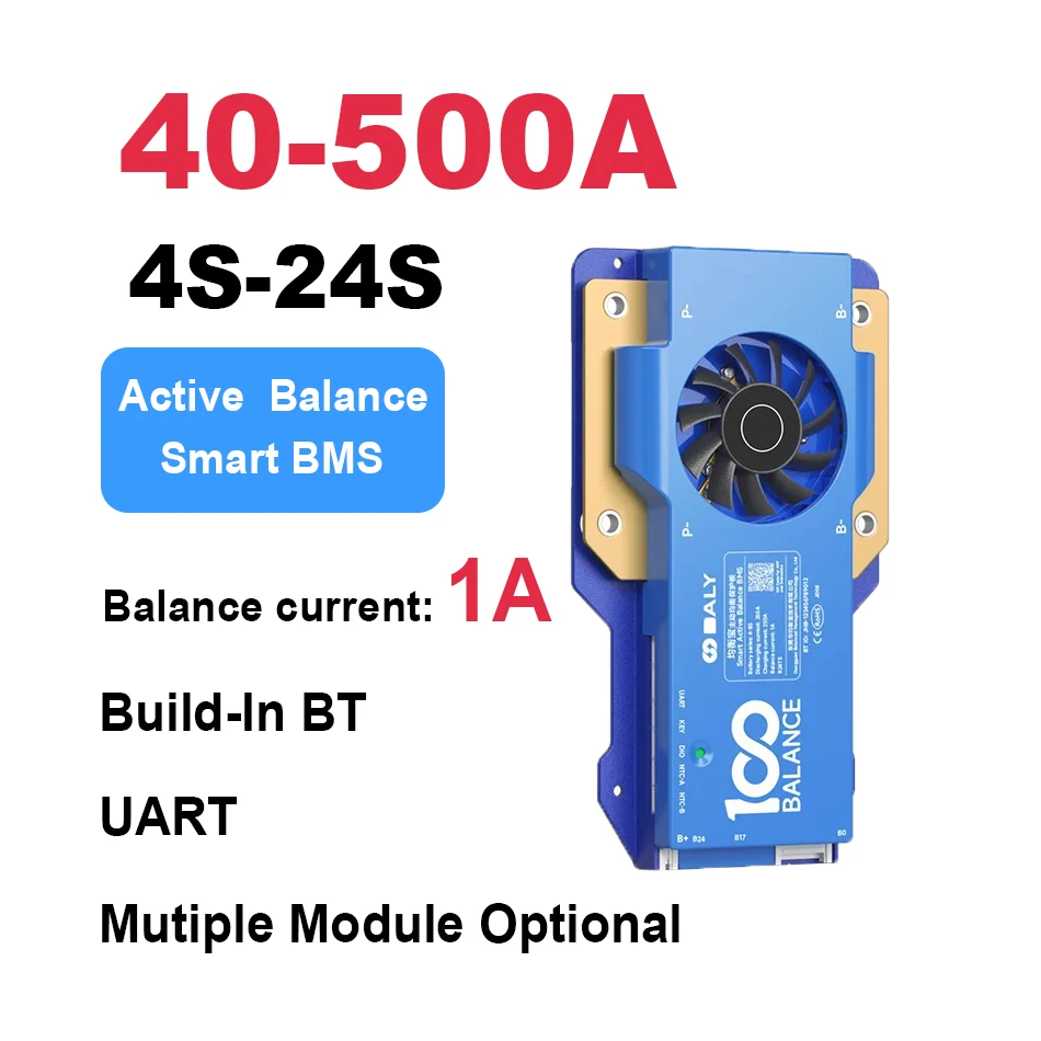 

Smart Active Balance BMS 4-24S 40-500A Fan Cooling Lithium Battery Protection Board BT UART LiFePo4 Li-ion LTO Energy Storage