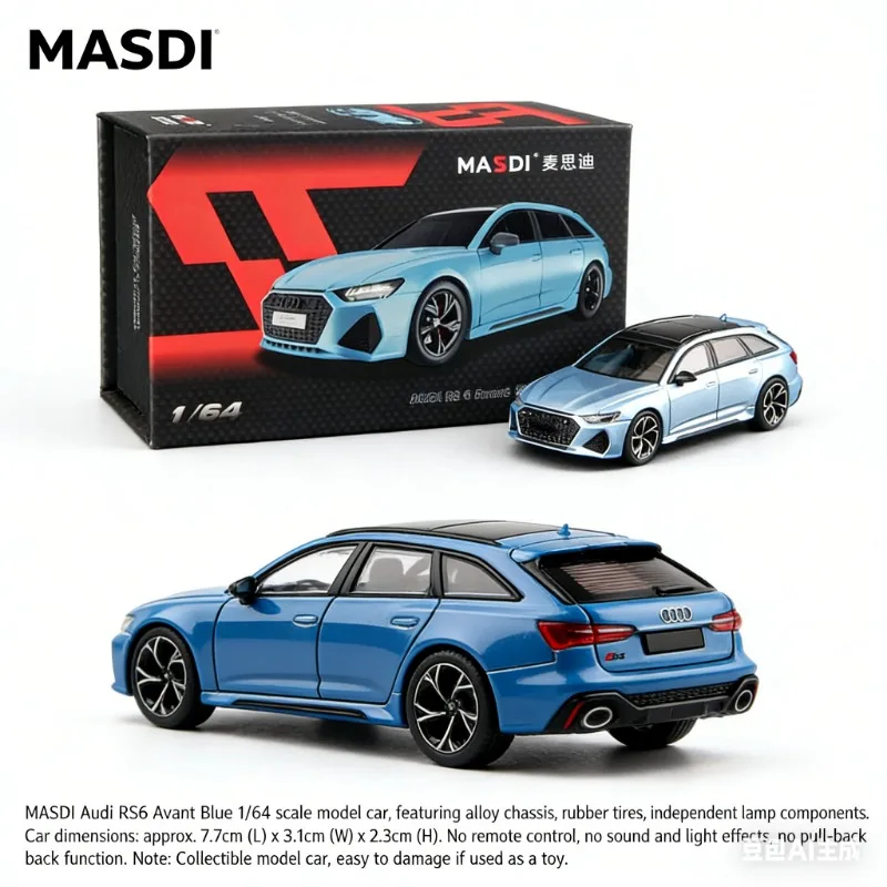 

MASDI 1:64 Модель автомобиля Audi RS6 Avant из литого сплава - Коллекционная модель для взрослых - Статическая демонстрационная модель