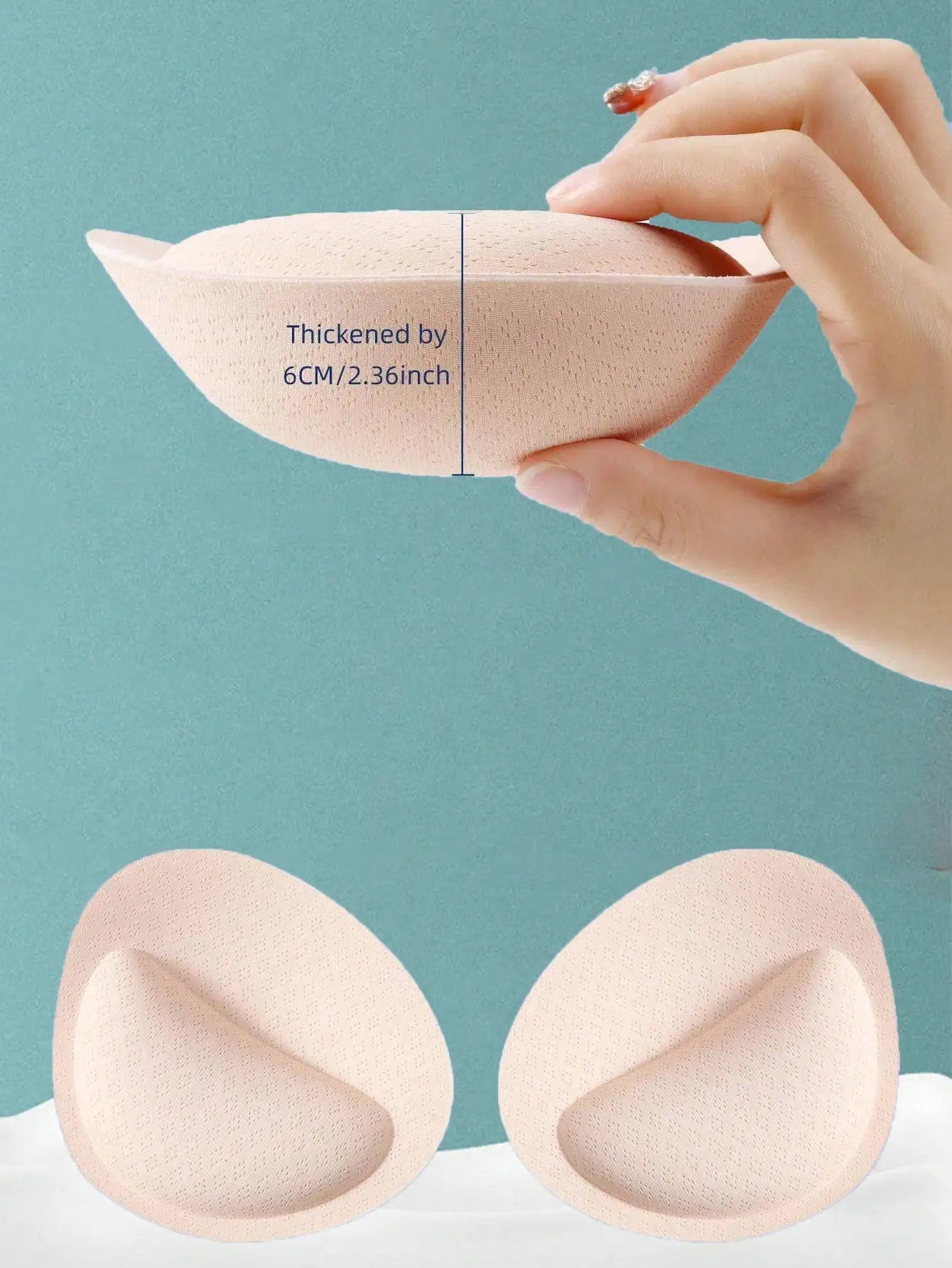 2pcs Detachable Washable Push up Breast Pad Thickened 6cm Underwear Cup Padded Bra Accessory for Increased Padding