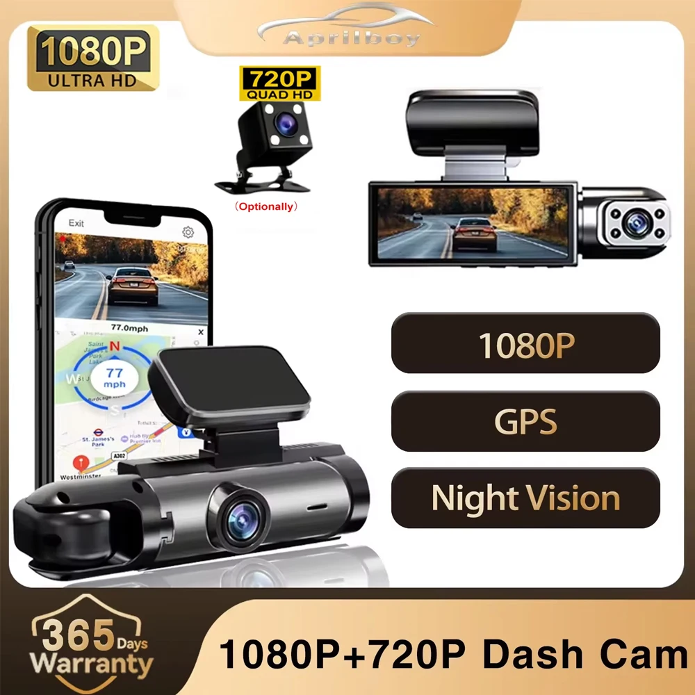 

1080P WiFi Dual Dash Cam Front and Inside Car Camera with IR Night Vision Wide Angle Loop Recording