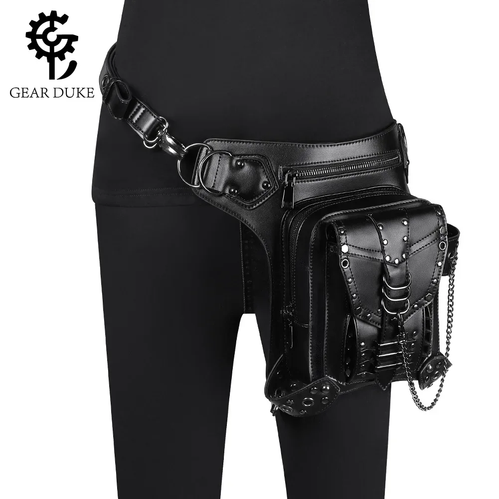 Motorcycle Steampunk Leg Bag Punk Retro Rock Gothic Goth Shoulder Waist Bags Thigh Bag Hip Hop Rivet Packs Style for Women Mens