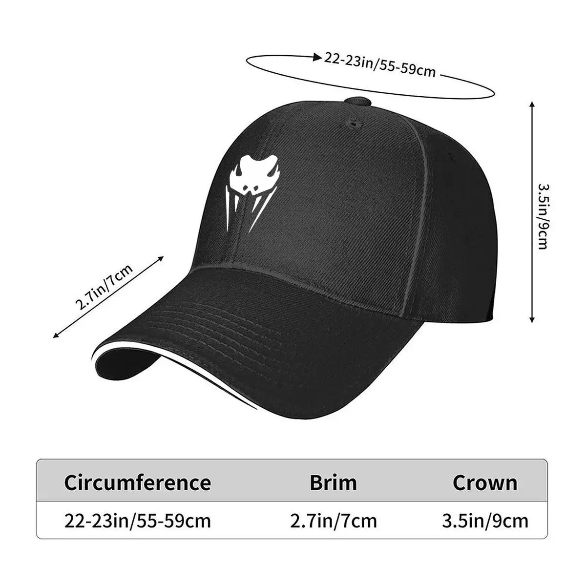 Cobra Snake Face Fangs Minimal Outline Hip Hop hat Fashion Outdoor Sports Sandwich Baseball Cap